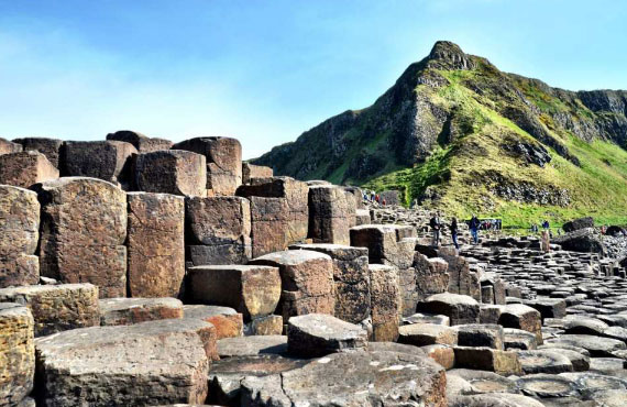 Giant’s Causeway, renowned for its polygonal columns of layered basalt, is the only World Heritage Site in N Ireland. 
